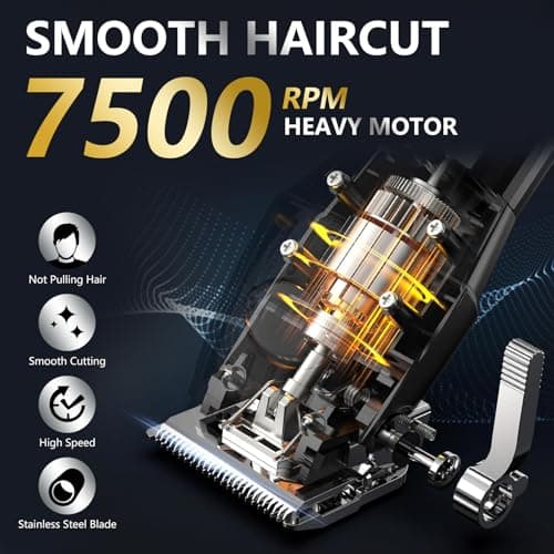 QQTIN Hair Clippers for Men, Cordless & Corded Professional Clippers Set, 7500RPM Rechargeable Hair Cutting Kit with Precision Blades & Guide Combs, Ideal for Barbers & Home Use (Silver) - Thumbnail 2