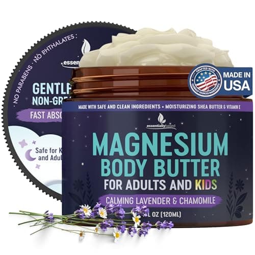 Magnesium Butter for Adults & Kids 4oz - Natural Magnesium Lotion for Sleep - Topical Cream for Leg Cramps - Muscle Relaxation Cream with Shea Butter & Vitamin E - Image 1
