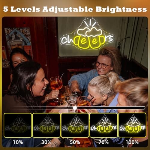 Cheers Neon Sign Beer Cup Neon Lights for Wall Decor Dimmable LED Neon Light Up the Good Times with a Cold Glow USB Powered for Bars Party Living Room Bar Man Cave Party Home kitchen Restautrant - Thumbnail 5