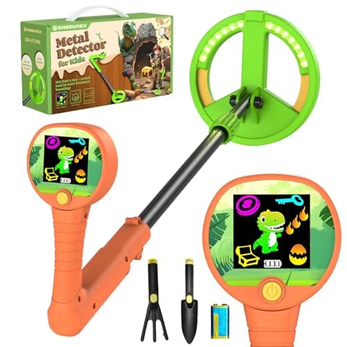 Metal Detector for Kids, Intuitive Color LCD Display, 6.7” Glowing LED Coil, Kid-Safe Lightweight with Adjustable Handle & 4” Precision Deepth, Perfect Educational Gift for Kids Ages 3-12, Orange - Image 1