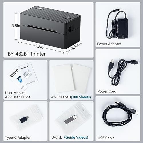 PEDOOLO Label Printer, 4x6 Shipping Label Thermal Printer for Packages, Bluetooth Conection and Compatible with Android, iPhone, Windows, Mac, Chromebook, Amazon, UPS, USPS, FedEx, Shopify - Thumbnail 6