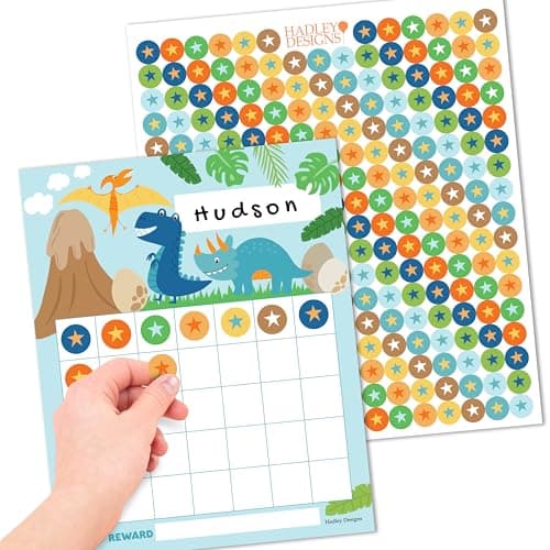Sticker Chart for Kids Behavior at Home & Classroom - 25 Reward Chart for Kids Incentives, Gold Star Sticker Sheets, Dinosaur Incentive Charts for Classroom Must Haves - Image 1