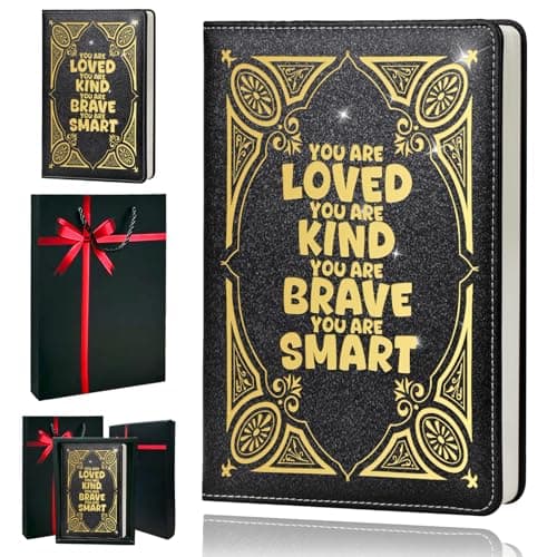 QDWXDEL Journal For Women,A5 Hardcover Leather Journal - 200 Pages Premium Paper Notebook, Journal Notebook for School, Work (You Are Loved Black) - Image 1