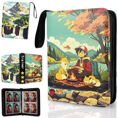 TanoShiimii Trading Card Binder, 400 Pocket Card Album, 3-Ring Refillable Binder with Zipper, Water-Resistant PU Leather for TCG Collectors, Kids and Friends Twilight Trainer - Image 1