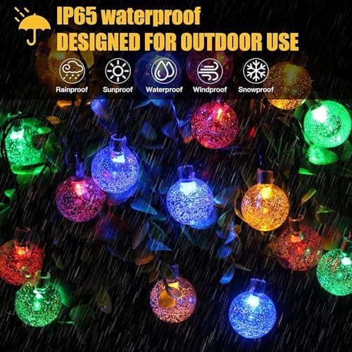 LSLCQW Solar String Lights Outdoor Waterproof, 1 Pack 50 LED 2.3CM 23 FT Each, Solar Powered Patio Lights with 8 Lighting Modes for Garden Yard Porch Wedding Party...(Seven Colors) - Thumbnail 5