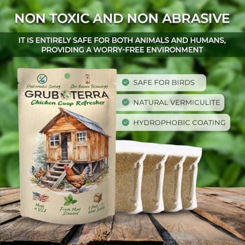 GrubTerra Chicken Coop Odor Eliminator, Coop Refresher & Litter Deodorizer – Zero Odor Neutralizer for Chicken Bedding, Sand, Nesting Pads & Runs - Mint Scent - Thumbnail 3