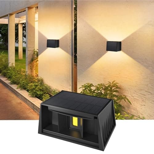 CORESLUX Solar Fence Lights Outdoor, Up and Down IP65 Waterproof Wall Lighting, Warm Outdoor Solar Lights for Backyard/Railing/Wall/Step/Patio - Image 1