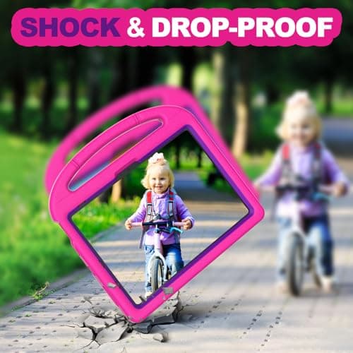 YIHE Kids Case for iPad A16 11th Generation (11" 2025) & 10th Gen (10.9" 2022) | Shockproof Tablet Cover with Built-in Screen Protector & Pencil Holder for iPad 10.9/11 Inch, Pink Purple - Thumbnail 3