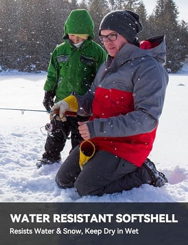 MOURCE Fleece Lined Ski Pants Men Waterproof - Plus Size Softshell Cargo Snow Pants Men 5 Pockets, Corsair Blue - Thumbnail 2