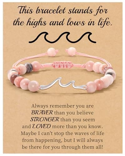 Get Well Soon Gift Baskets for Women, Inspirational Gifts for Women Wave Bracelet Jasper Beaded Bracelets Cheer Up Encouragement Spiritual Always Remember Thoughtful Gifts Jewelry - Image 1