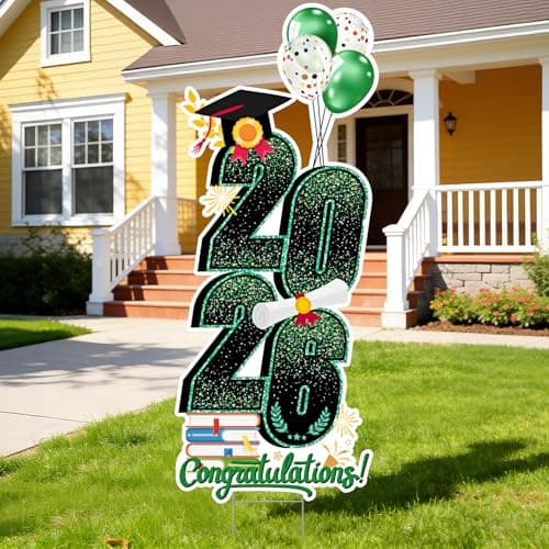 2026 Graduation Decorations Yard Sign, 3.5 FT Tall Class of 2026 Congrats Grad Yard Sign with Stakes for Outdoor Indoor Graduation Party Garden Lawn Decoration Supplies(Green) - Image 1