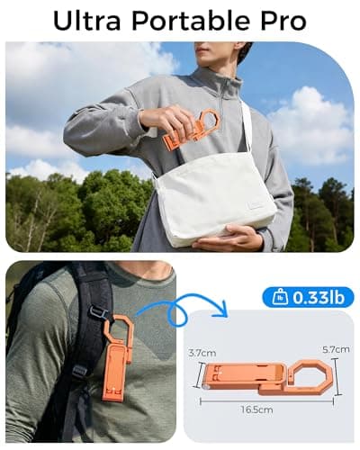 LULULOOK Rugged Magnetic Phone Tripod Stand for iPhone/Pixel 10 - Portable Strong Magnetic Phone Holder for Magsafe - Tripod Mount for iPhone 13/14/15/16/17 Pro Max & Air (Orange) - Thumbnail 6