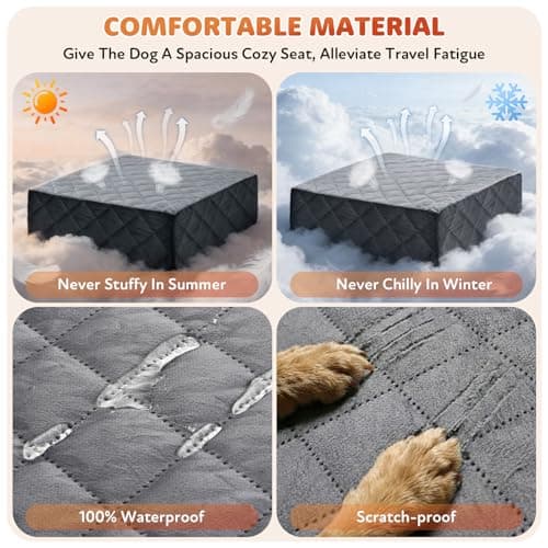 Dog Car Seat for Small Medium Dogs, Dog Booster Seat with Thick Comfort Foam for Pets Up to 35 lbs, Washable & Detachable Pet Cars Seat with Safety Tether, Storage Pockets, Universal Car Seatbelt Clip - Thumbnail 6