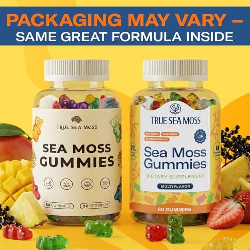 TrueSeaMoss Irish Sea Moss Gummies with Burdock Root & Bladderwrack – Formula for Adults & Kids – 60 Gummies (Packaging May Vary) - Thumbnail 3