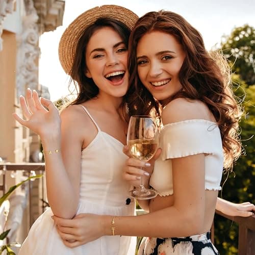 Turandoss Gold Initial Heart Bracelets for Women - Dainty 14K-Gold-Plated Letter B Heart Cuff Bangle Bracelets for Women, Gold Jewelry Birthday Gifts - Thumbnail 4