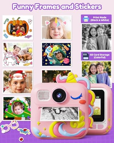 KOKODI Kids Camera Instant Print, Toddler Cameras Christmas Birthday Gifts for Girls Age 3-12, Digital Video Instant Printable Camera for Kids,Toys for Ages 5-7 Girls (Pink) - Thumbnail 6