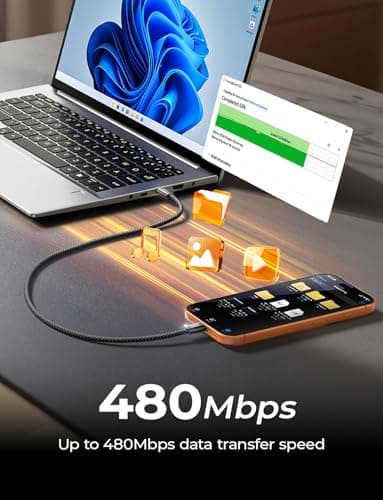 LISEN 240W Short USB C Cable, USB C to USB C Cable for iPhone 17 16 15 Pro Max iPad MacBook Pro Samsung S25 PS/2 Cable, 1.6FT/2 Pack/Black - Thumbnail 6