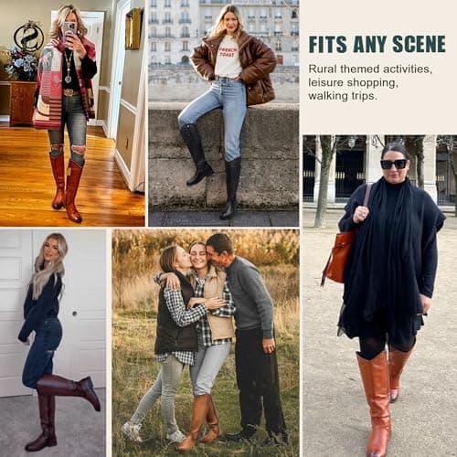 Vepose Women's Knee High Boots 956 Black Zipper Casual Weather Tall Fashion Retro Vegan Boots for Women Size 9.5(CJY956 Black 09.5) - Thumbnail 2