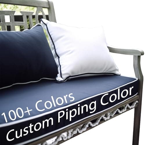 SINUOLIN Custom Size Bench Cushion Pads for Indoor Outdoor Furniture Window Seat Sofa Couch Swing 70D High-Resilience Foam with Optional Fabric Embroidery Contrasting Colors Piping - Image 1