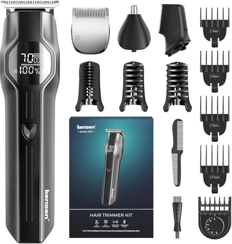 Beard Trimmer for Men - 14 in 1 Professional Mens Grooming Kits, Hair Clippers with Dual-Speed Motor for Beard Head Body Face Nose Ear Mustache Trimmer IPX7 Level LED Display 210 Min Electric Razor - Image 1