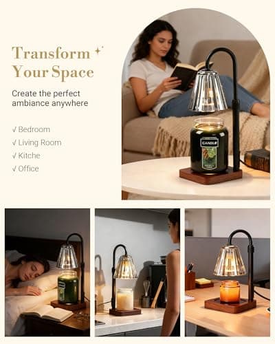 Marycele Black Candle Warmer Lamp with Timer & Dimmer Adjustable Height for Candle Jars, Mothers Day Gifts for Mom Birthday Gifts for Women Sister, Wax Candle Lamp Warmer Home Decor with 2 Bulbs - Thumbnail 5