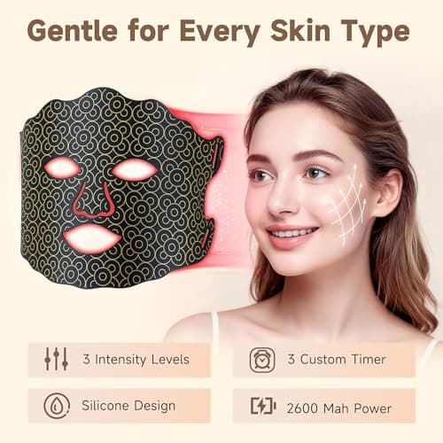 Yenjuty Red Light Therapy for Face & Neck, 7-Color LED Light Therapy Mask, 2600mAh Rechargeable Red Light Mask for Skin Care,With Adjustable Brightness & Timer, Suitable for Home or Travel Use - Thumbnail 4