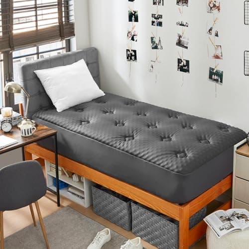 Hansleep Twin XL Mattress Pad Topper College Dorm Memory Foam, Twin XL Foam Mattress Topper Viscose Derived from Bamboo, Twin XL Size Bed Mattress Pad Cover for Back Pain Relief, 39" x 80", Charcoal - Image 1
