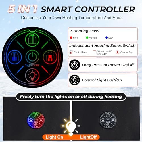 Starines Heated Vest for Men Women with APP & Button Control, Mens Heated Vest 20000mAh Battery Pack Included, 3 Level 8 Heating Zone Electric Heating Vests for Hunting Hiking Skiing Christmas Gift L - Thumbnail 5