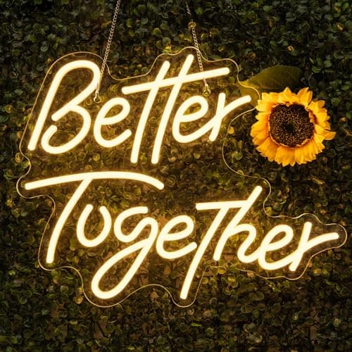 Looklight Better Together Neon Sign,Neon Light for Wall Decor,Wedding Neon Sign,Warm White Led Neon Light USB Letters Neon Signs Led Signs for Wedding,Engagement Party,Birthday - Image 1