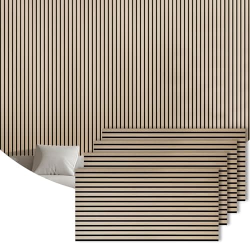 4 Packs Acoustic Wall Panel, 47.2"x23.6" Wood Slat SoundProof Panels, Sound Absorbing Panel for Office,Home Theater,Studio, Wall, Oak