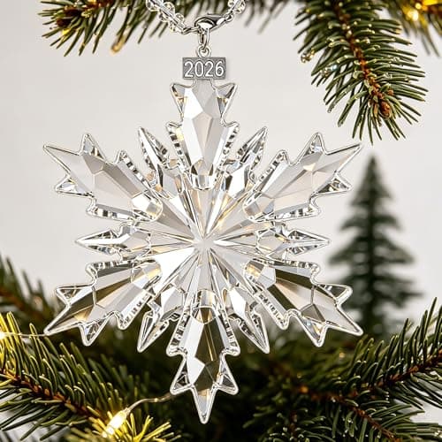 Crystal Christmas Ornaments 2026, Glass Snowflake Ornaments for Christmas Tree, Sparkle Crystal Star Ornament Gift for Women, Unique Pretty Beautiful Xmas Tree Decor