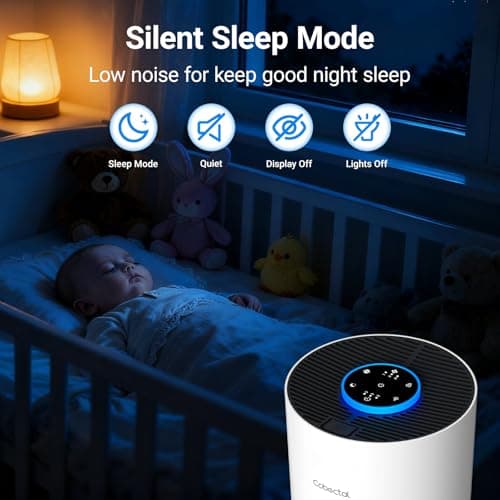 Air Purifiers for Bedroom Home, Cobectal Air Cleaner with H14 True HEPA 3-in-1 Filter for Room up to 1050 ft², Sleep Mode & Aroma Function, Portable Air Purifiers for Office, Dorm, RVs, White - Thumbnail 6