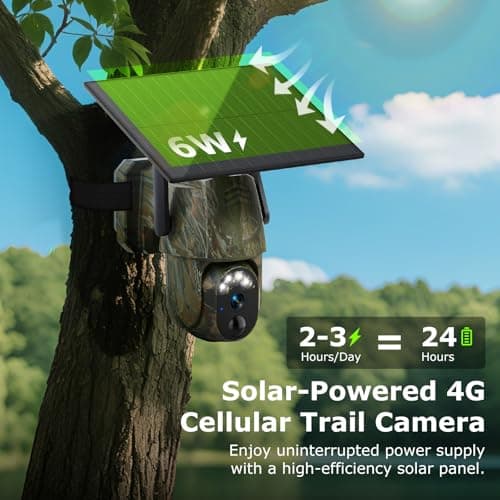 4G LTE Cellular Trail Cameras, Built-in SIM Card No WiFi Needed Solar Game Camera, Motion Activated, 2K 360°View Live Streaming, Color Night Vision, Remote Access, IP65 Waterproof Trail Cam 2 Pack - Thumbnail 5