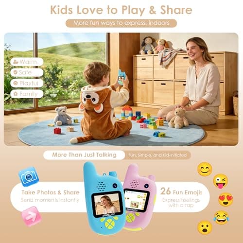 Video Walkie Talkies for Kids, Toys for 3–12 Year, Dual Camera, Rechargeable 2-Way Radio Toy, Send Photos & E-mojis, 1000ft Long Range for Indoor Outdoor, Camping, Hiking, Kids Games - Thumbnail 5