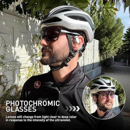 KAPVOE Photochromic Cycling Glasses Men Mountain Bike Glasses Women Clear MTB Sports Sunglasses TR90 Biking Goggles Transition Bicycle UV Protection Triathlon Running Black - Thumbnail 2