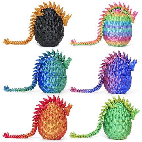 ONEVIVE 6 PCS Dragon Egg, 3D Printed Dragon Eggs with Dragon Inside Surprise Mystery Easter Egg Fidget Toy, Articulated Crystal Toys for Kid Desk Decor (B) - Image 1