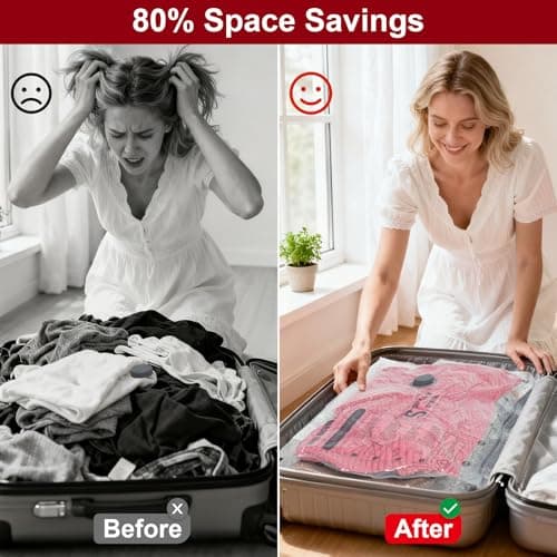 Vacuum Storage Bags with Portable Electric Pump,Space Saver Sealer Bags, Airtight Compression Bags for Clothes, Pillows, Comforters, Blankets, Bedding (12 Pack) - Thumbnail 3
