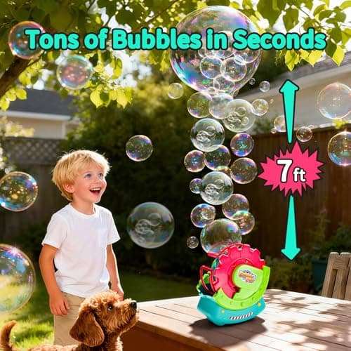 Bubble Machine for Toddlers Kids & Pets, with 8oz Safe Solution, Extra Large & Bubbles in Bubble Maker, Children & Pets Dog Toys Gift, Indoor/Outdoor Birthday Wedding Party Bubble Blower - Thumbnail 4