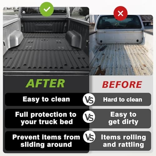 TripleAliners Truck Mat Compatible with 1999-2016 Ford Super Duty F250/F350/F450 6.8FT Accessories, Truck Bed Mat Heavy Duty Custom Fit All Weather Protection TPE Pickup Liner - Thumbnail 6