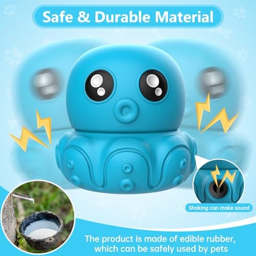 COSOWO Octopus Chew Toy for Dogs Safe & Durable Silicone Interactive Dog Toy, Treat Holder, Slow Feeder & Squeaky Toy, Fun Treat Dispenser for Indoor & Outdoor Play, Blue - Thumbnail 2
