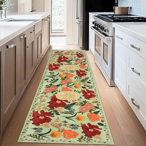 ROTTOGOON Hallway Runner Rug 2'x6' Washable Soft Floral Rug with Rubber Backing Stain Resistant Non-Slip Bohemian Runner Rugs for Hallway Entryway Laundry Room Kitchen Bathroom - Image 1
