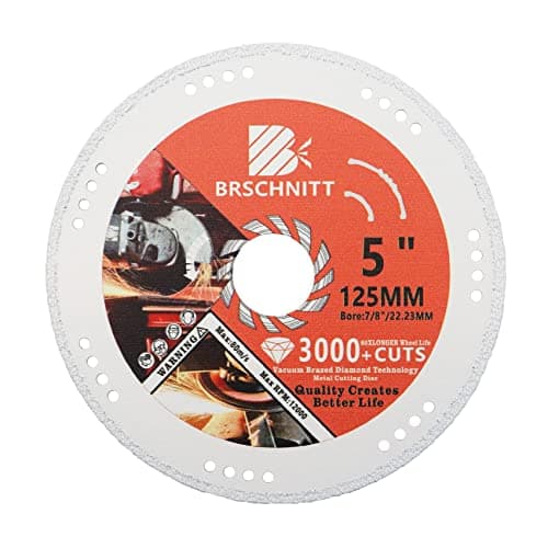 BRSCHNITT Diamond Cut Off Wheel,5 Inch x 7/8 Inch-5/8 Inch Arbor Vacuum Brazed Diamond Saw Blades for Metal Steel Tube Iron Rebar Cutting Wheel 125mm - Image 1