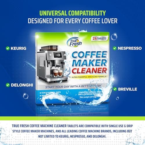 True Fresh Coffee Machine Descaler & Cleaner Tablets - 24 Count, 1 Year Supply, Deep Clean, Removes Limescale & Hard Water Buildup, for Keurig, Nespresso, Breville, Delonghi, Ninja, Miele, Jura Makers - Thumbnail 6