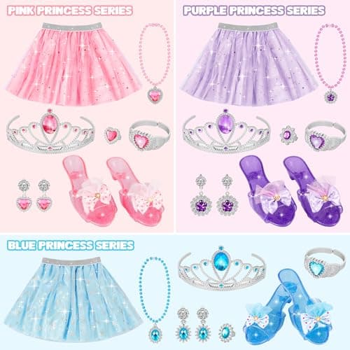 Princess Dress Up Toys & Jewelry Boutique Set for Girls, Costume Play Set with Skirts, Shoes, Crowns & Accessories, Pretend Role Play Gift for Toddler Girls Ages 3 4 5 6, Birthday Party Favors - Thumbnail 2