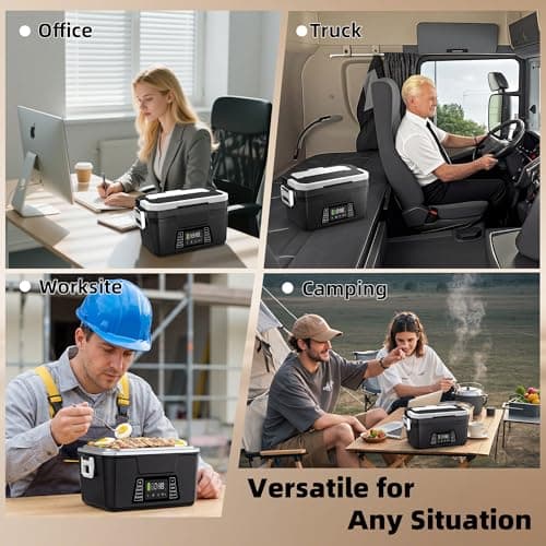 Vabaso Cordless Electric Lunch Box for Adults, 27000mAh Battery Powered Heated Lunch Box with APP, 1.2L (5.1 Cups) Automatic Scheduled Self Heating Lunchbox for Office Work Travel Outdoor, 248℉ Max - Thumbnail 6