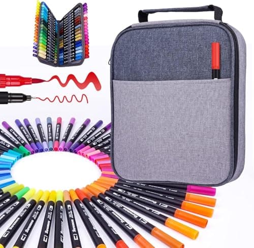 Swemos Markers for Adult Coloring Book, 72 Colors Art Markers Set Dual Tip Brush Pen, Coloring Markers Fine Point Artist Drawing Paintings Diaries Journaling Art projects Art Supplies with Case - Image 1