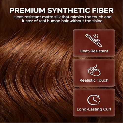 5 Clip in Hair Extensions Synthetic Thick Curly Wavy Hairpieces for Women 18 Inch Natural Looking 3/4 Full Head Clip on Hair Extensions Light Brown - Thumbnail 5