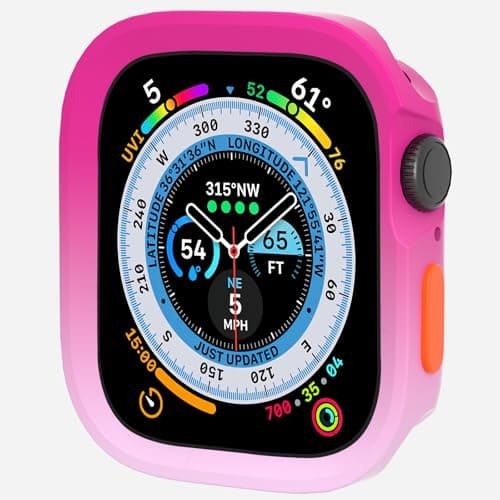 SDOCEBF Slim Flexible TPU Shockproof Watch Bumper, Rugged Case for Apple Watch Series 9/8/7/6/5/4/SE3/2/1 44mm/45mm, Gift-Ready for Every Celebration, Rose Red-White - Image 1