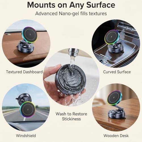 GEYUTHS 15W Vacuum Magnetic Wireless Car Charger Mount for iPhone - Thumbnail 5