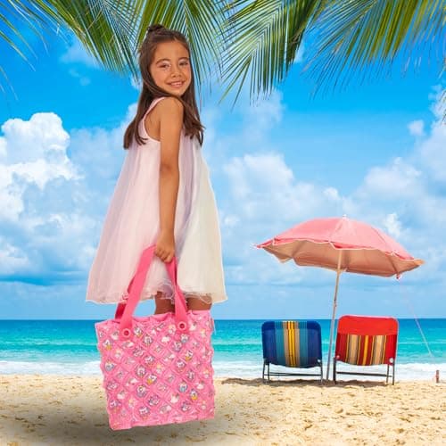 InflatDecor Bubble Beach Bag for Girls – Waterproof Inflatable PVC Tote Bag for Kids Toddler Purse Gift Pink Little Girl Purse Birthday Gift Large Beach Bag for Toys Towels Swimsuit - Thumbnail 2